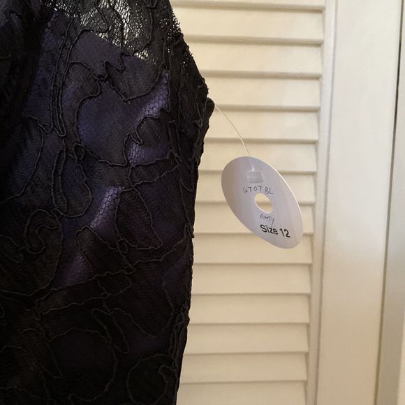 After Six Black Lace Cocktail Length V-Neck Dress Size 10 NWT - Picture 6 of 10